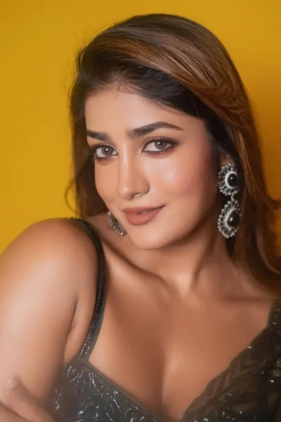 Dimple Hayathi Dazzles in Elegant Green Designer Saree at Latest Photoshoot (5)
