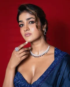 Dimple Hayathi Looks Stunning in Elegant Blue Saree During Latest Photoshoot (17)