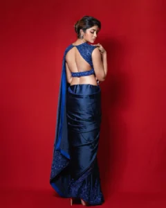 Dimple Hayathi Looks Stunning in Elegant Blue Saree During Latest Photoshoot (18)