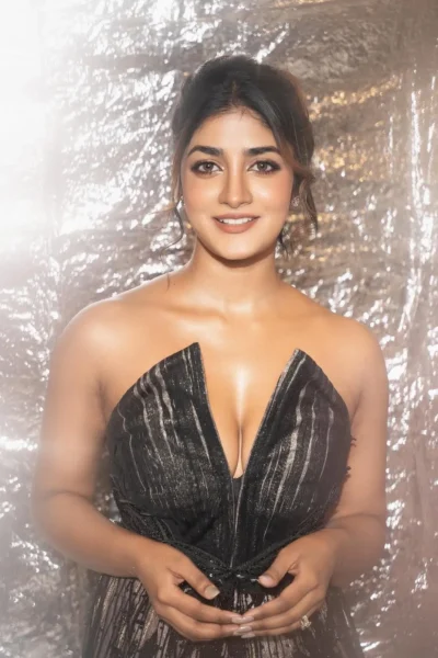 Dimple Hayathi Stuns in Elegant Black Designer Gown at Glamorous Photoshoot (1)