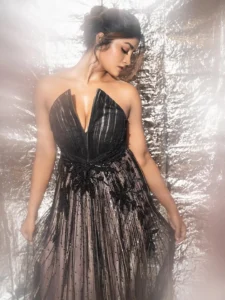 Dimple Hayathi Stuns in Elegant Black Designer Gown at Glamorous Photoshoot (27)