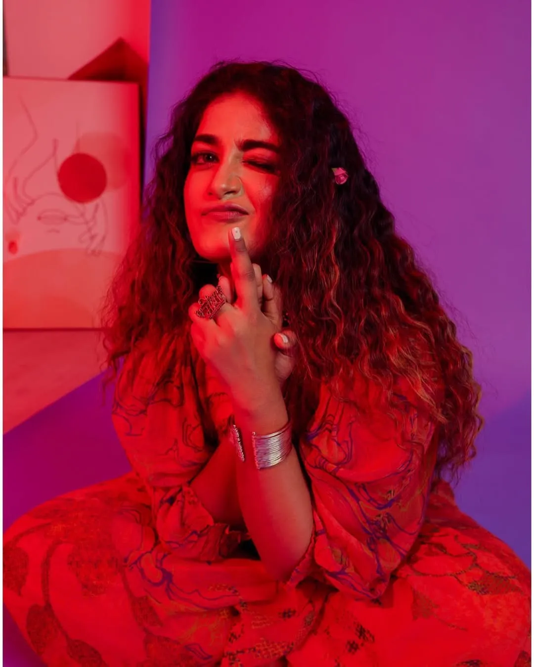 Dimple Hayathi Turns Up the Glam Quotient in Stunning Red Outfit Photos (12)