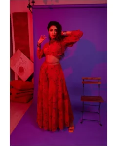 Dimple Hayathi Turns Up the Glam Quotient in Stunning Red Outfit Photos (3)