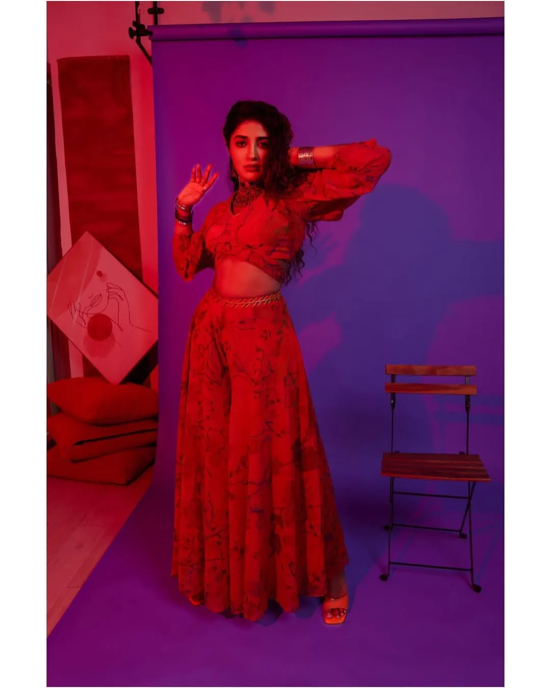 Dimple Hayathi Turns Up the Glam Quotient in Stunning Red Outfit Photos (3)
