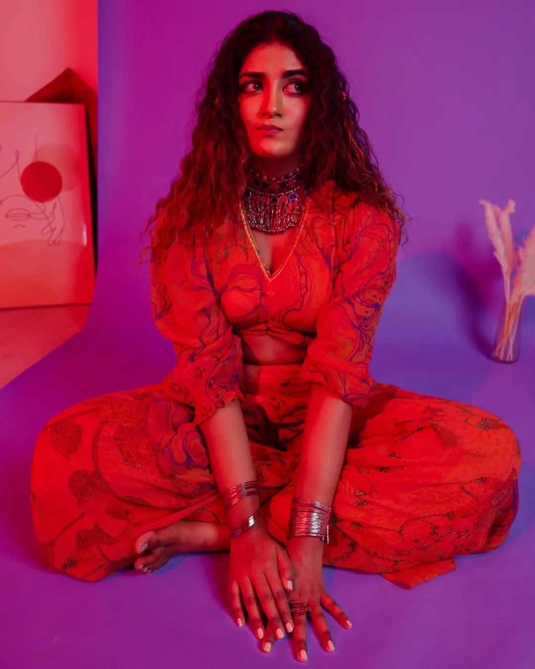 Dimple Hayathi Turns Up the Glam Quotient in Stunning Red Outfit Photos (5)