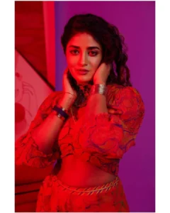 Dimple Hayathi Turns Up the Glam Quotient in Stunning Red Outfit Photos (6)