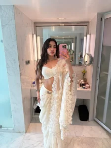Janhvi Kapoor Looks Stunning in Elegant White Saree – Latest Photoshoot (17)