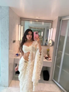 Janhvi Kapoor Looks Stunning in Elegant White Saree – Latest Photoshoot (3)