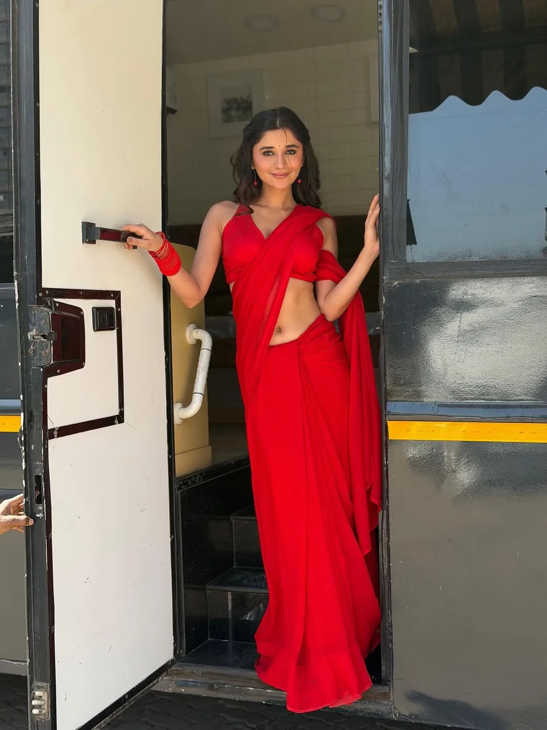 Kanika Mann Turns Heads in Stunning Red Saree During Latest Photoshoot (3)