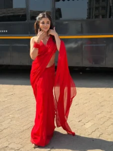 Kanika Mann Turns Heads in Stunning Red Saree During Latest Photoshoot (6)