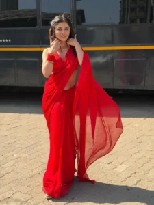 Kanika Mann Turns Heads in Stunning Red Saree During Latest Photoshoot (9)