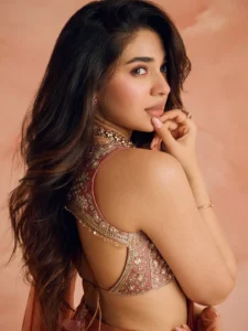 Krithi Shetty Looks Radiant in Elegant Peach Designer Saree Photos (7)