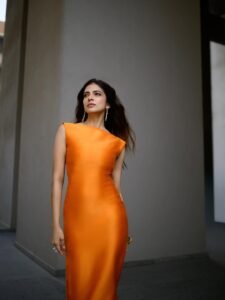 Malavika Mohanan Turns Heads in Stunning Orange Bodycon Dress Photos (15)