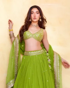 Medha Shankr Looks Gorgeous in Lime Green Lehenga Photos (9)