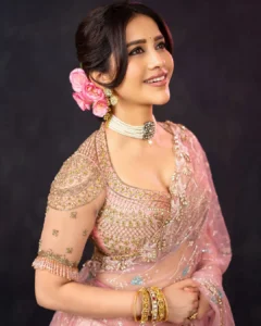 Nabha Natesh Looks Radiant in Elegant Pink Designer Saree – Latest Photos (4)