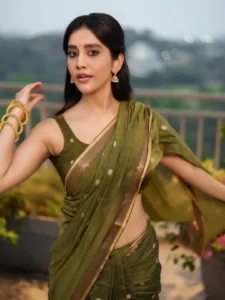 Nabha Natesh Radiates Charm in Elegant Green Saree Photos (10)