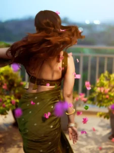 Nabha Natesh Radiates Charm in Elegant Green Saree Photos (5)