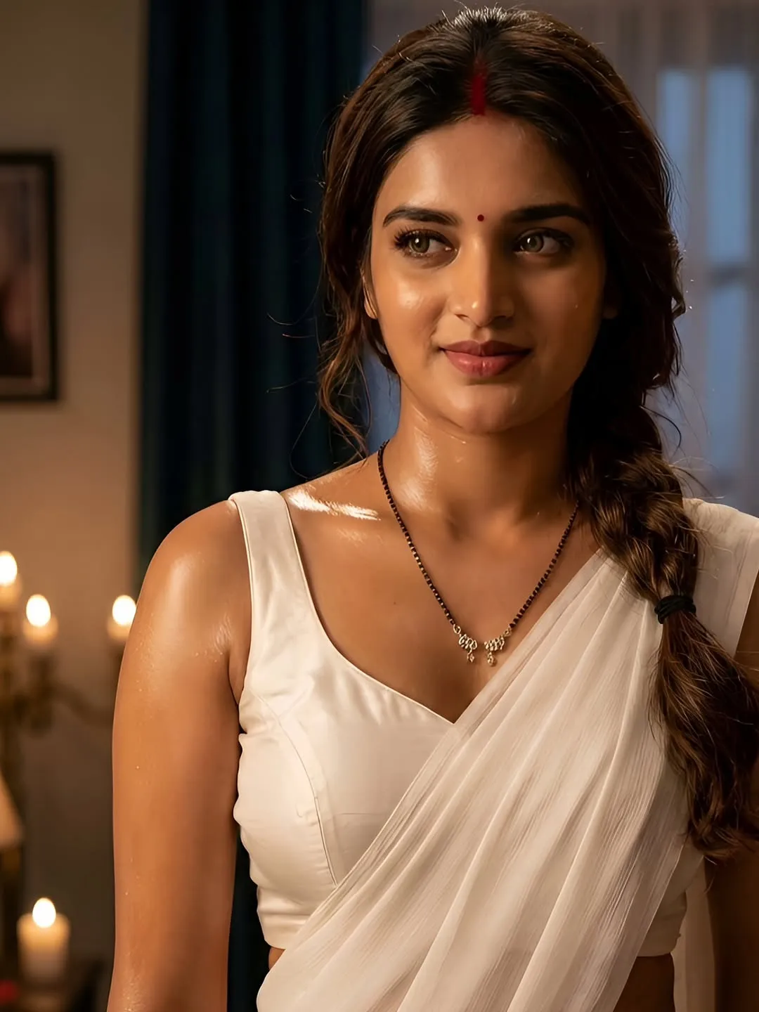 Nidhhi Agerwal Looks Graceful in Elegant White Saree – Latest Photos (10)