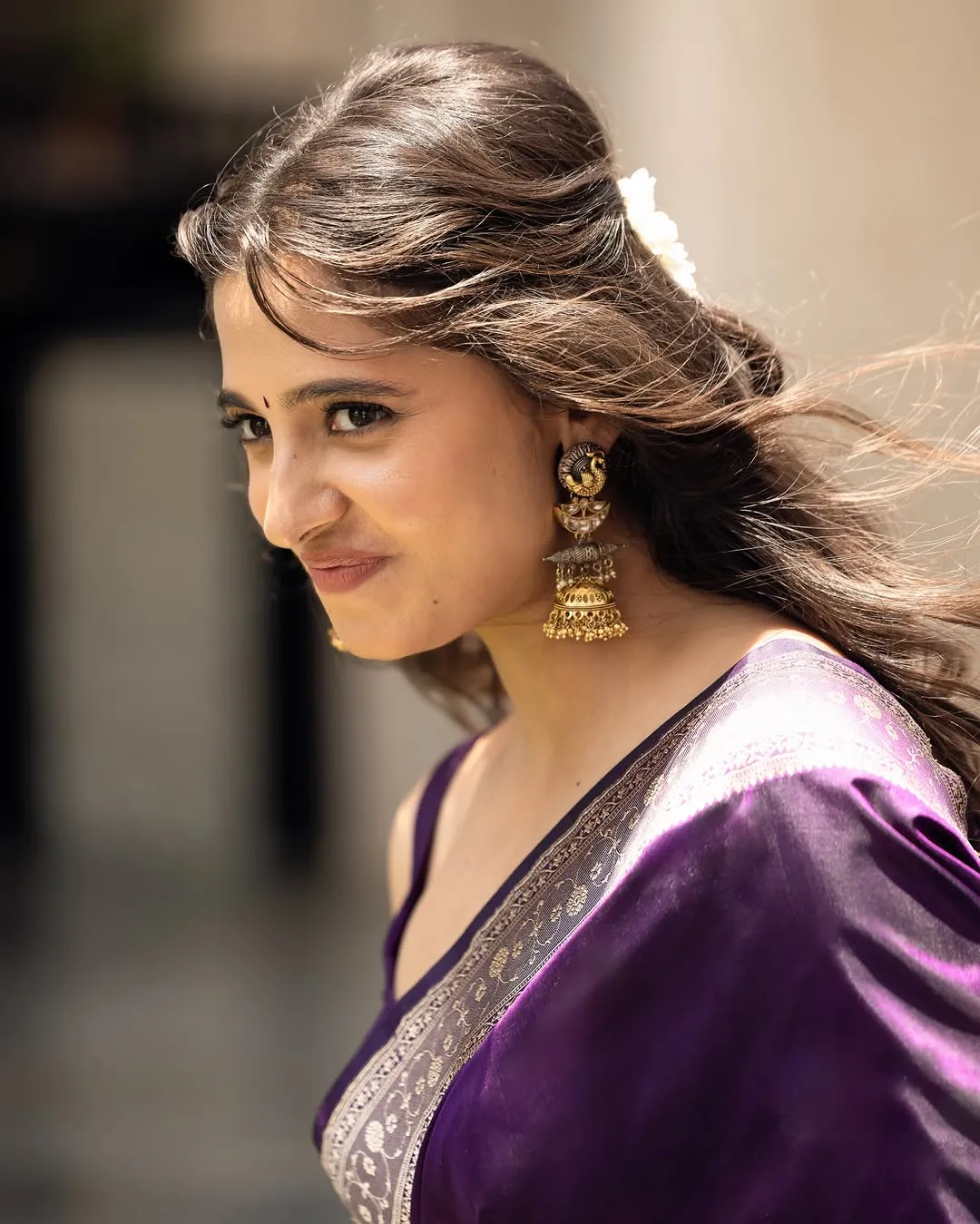 Preethi Asrani Looks Stunning in Elegant Purple Saree Photos (10)