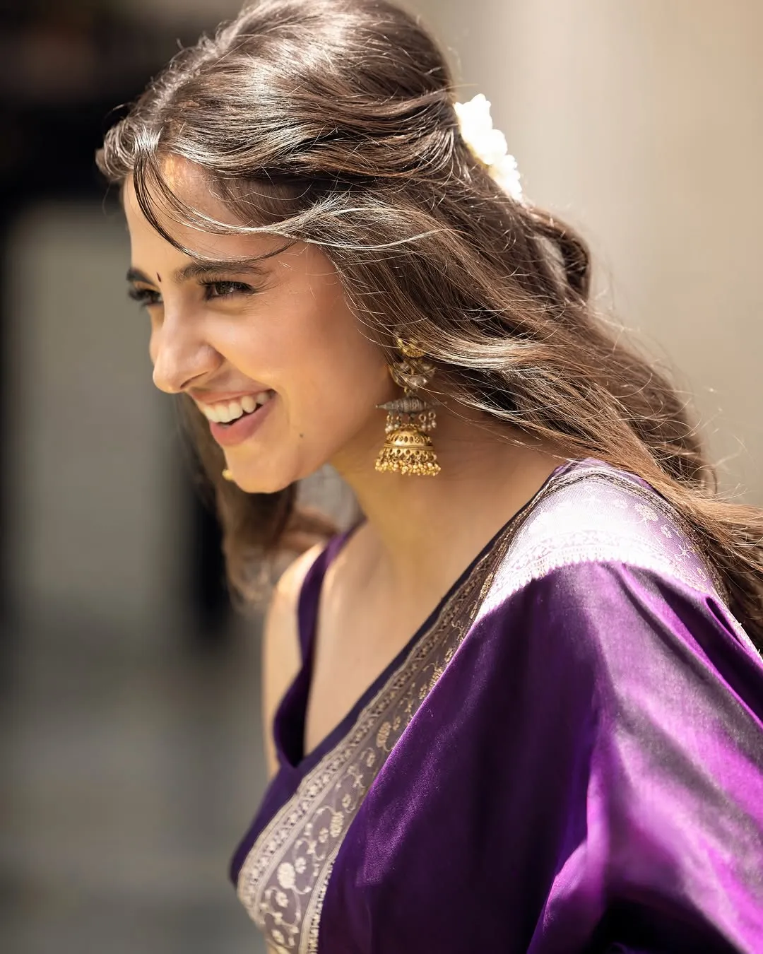 Preethi Asrani Looks Stunning in Elegant Purple Saree Photos (12)