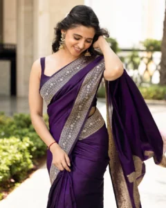 Preethi Asrani Looks Stunning in Elegant Purple Saree Photos (15)