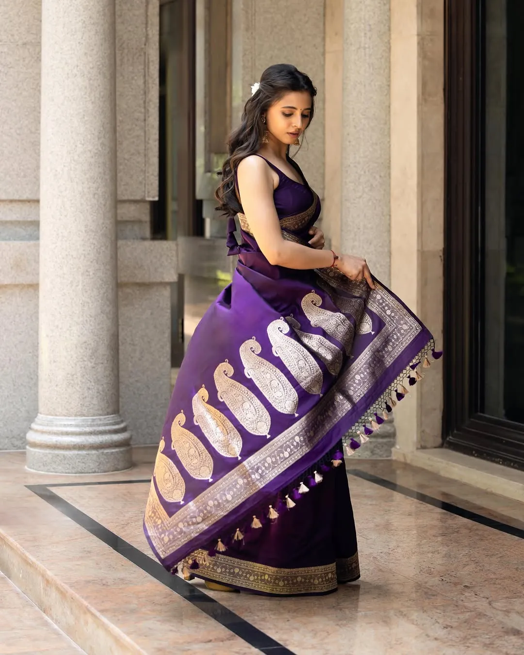 Preethi Asrani Looks Stunning in Elegant Purple Saree Photos (21)