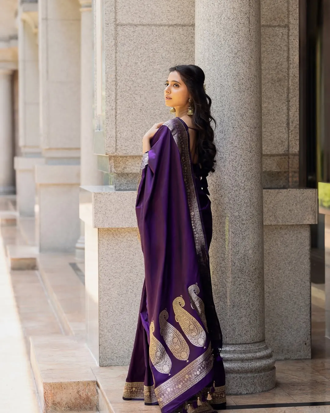 Preethi Asrani Looks Stunning in Elegant Purple Saree Photos (5)