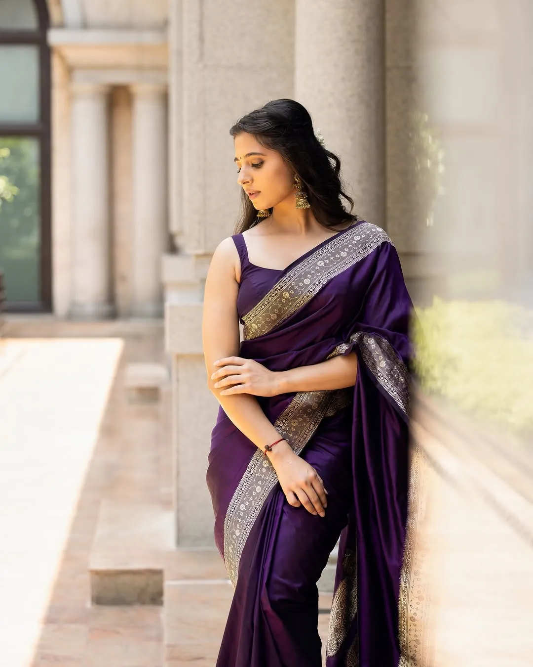 Preethi Asrani Looks Stunning in Elegant Purple Saree Photos (6)