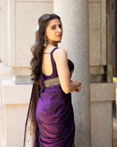 Preethi Asrani Looks Stunning in Elegant Purple Saree Photos (7)
