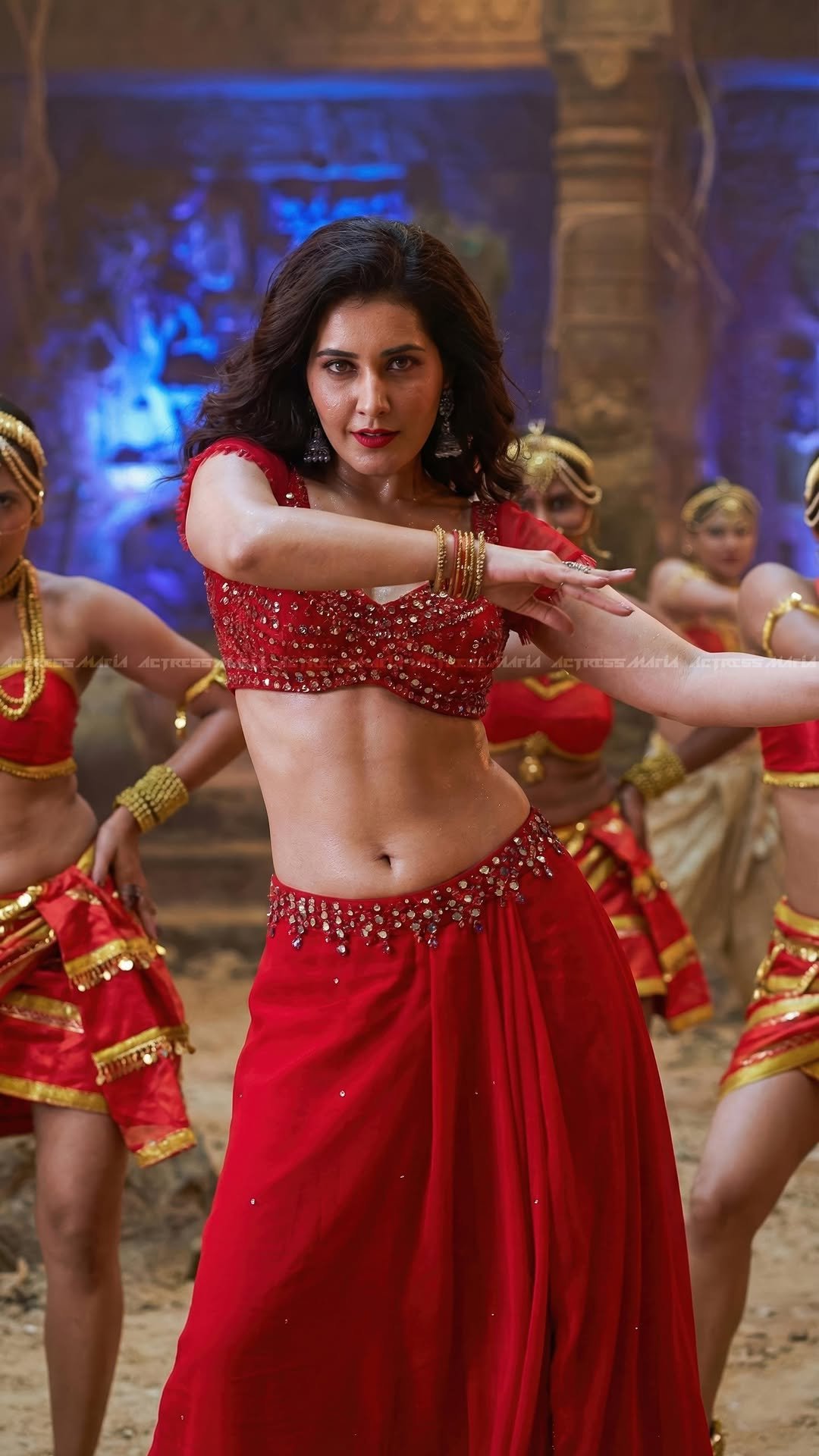 Raashi Khanna Sets the Stage on Fire in Stunning Red Dance Costume Photos (1)
