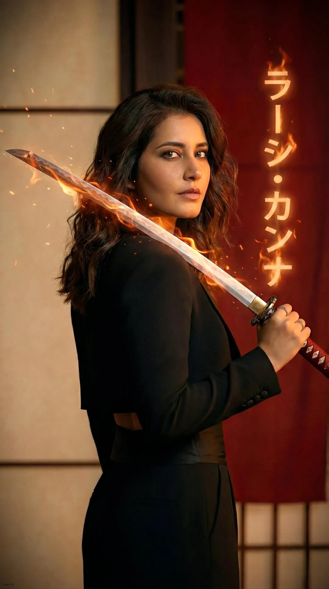 Raashi Khanna Stuns in Elegant Black Power Suit Latest Photos (13)