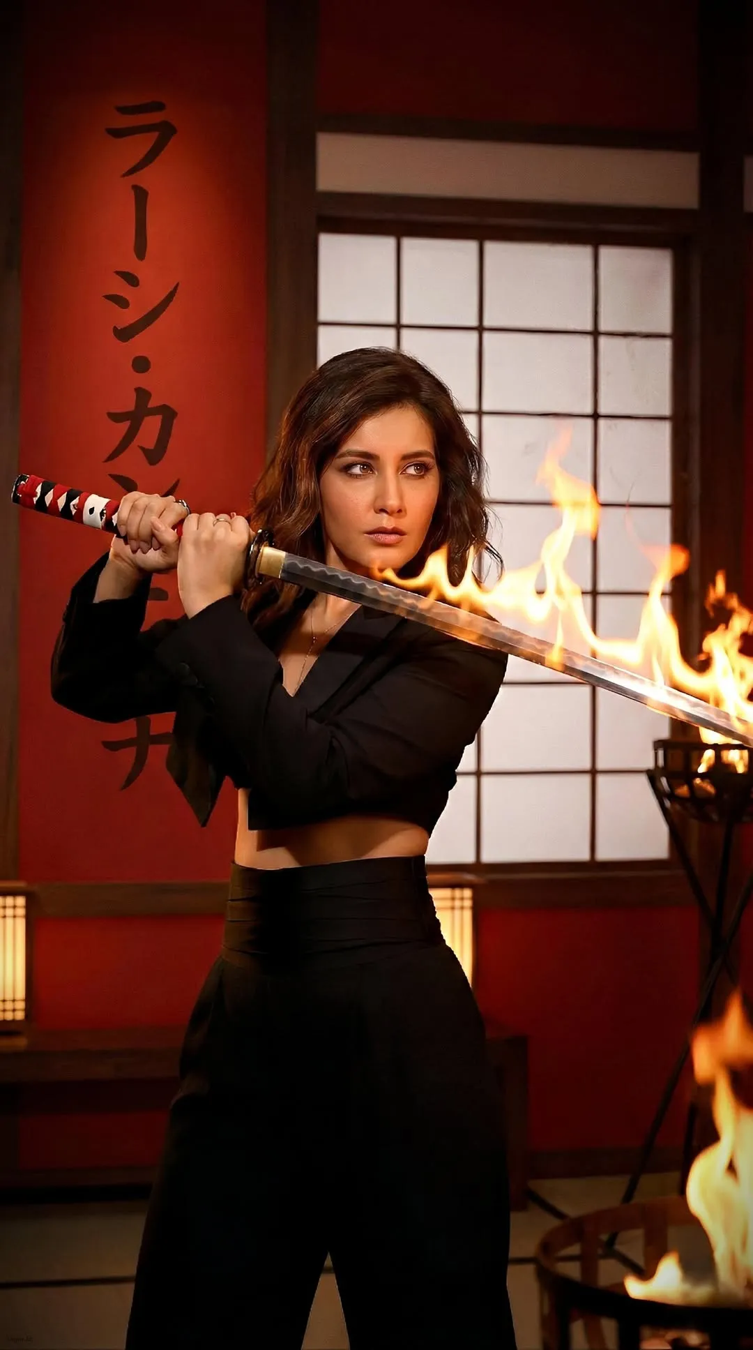 Raashi Khanna Stuns in Elegant Black Power Suit Latest Photos (14)