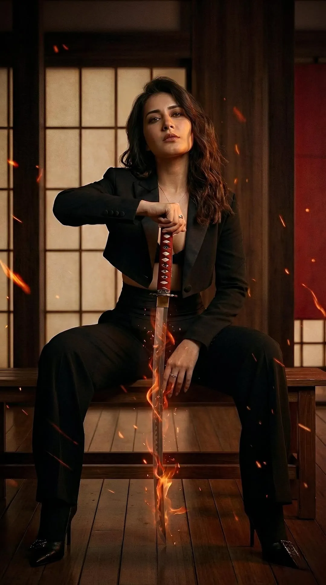 Raashi Khanna Stuns in Elegant Black Power Suit Latest Photos (5)