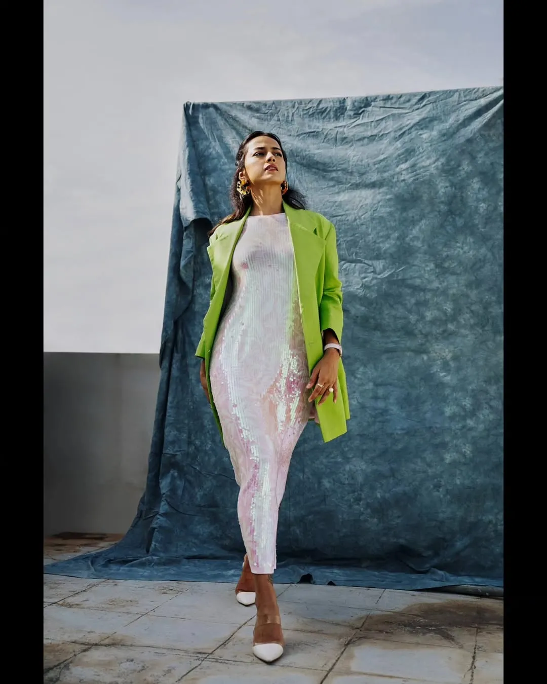 Shraddha Srinath Stuns in Chic Green Blazer and Sequin Dress – Latest Photos (11)