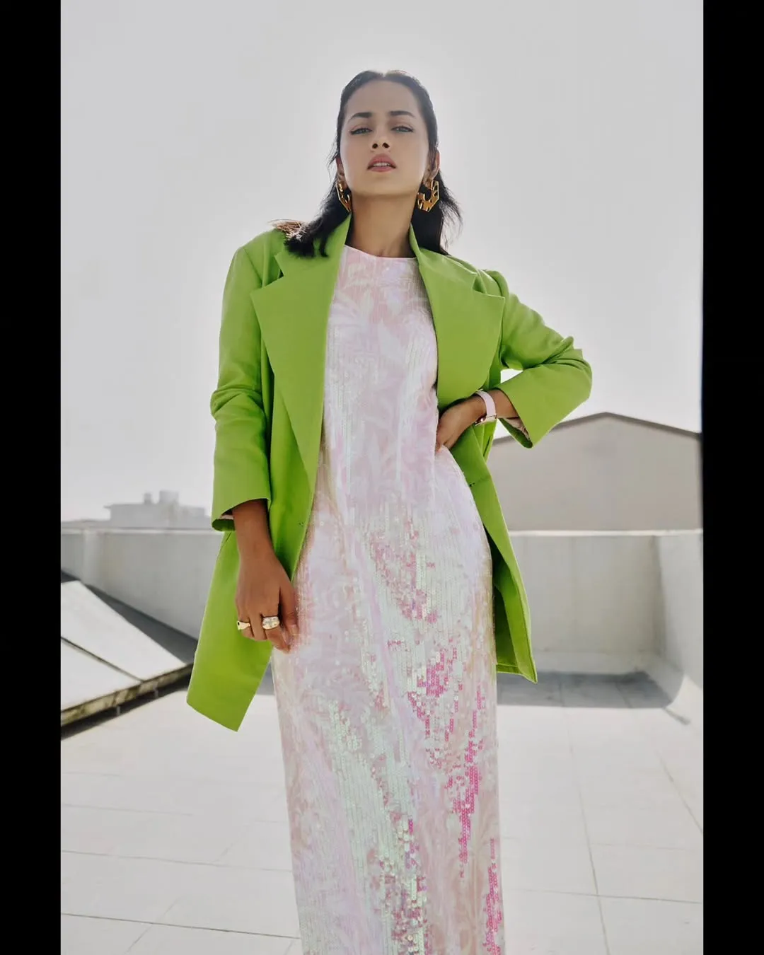 Shraddha Srinath Stuns in Chic Green Blazer and Sequin Dress – Latest Photos (12)