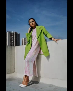 Shraddha Srinath Stuns in Chic Green Blazer and Sequin Dress – Latest Photos (4)