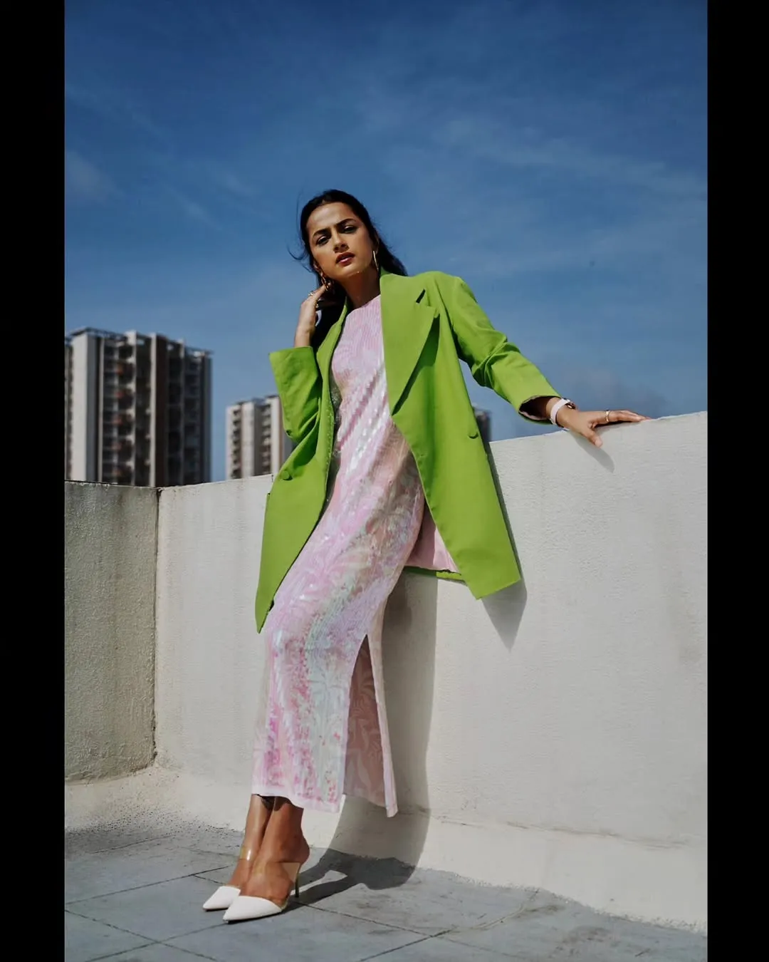Shraddha Srinath Stuns in Chic Green Blazer and Sequin Dress – Latest Photos (4)