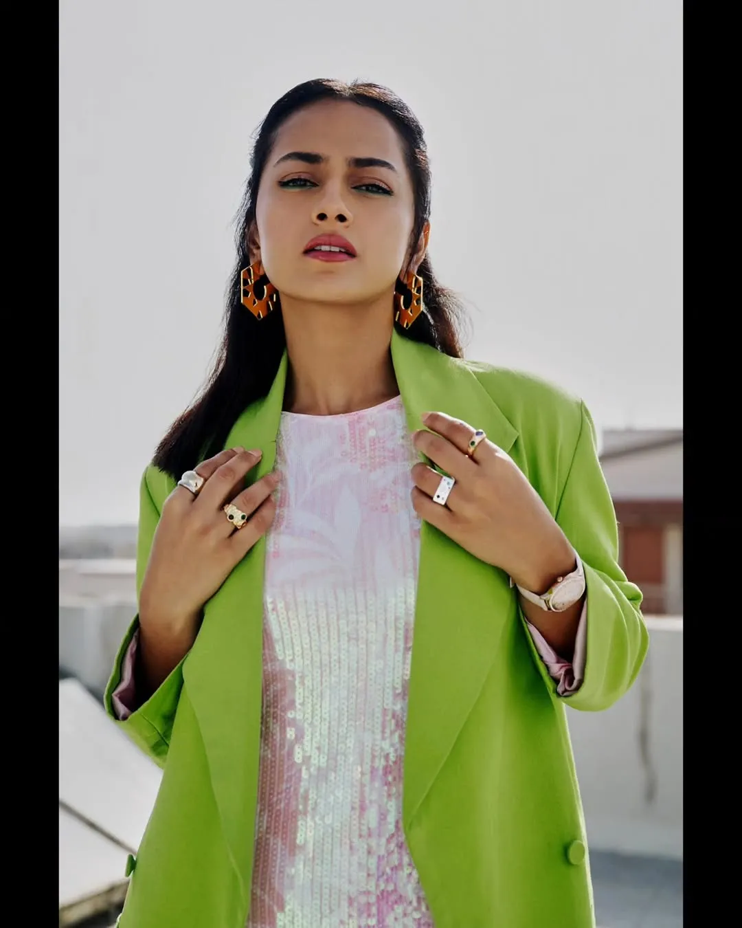 Shraddha Srinath Stuns in Chic Green Blazer and Sequin Dress – Latest Photos (5)