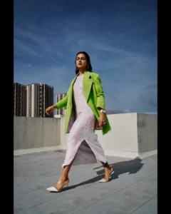 Shraddha Srinath Stuns in Chic Green Blazer and Sequin Dress – Latest Photos (6)