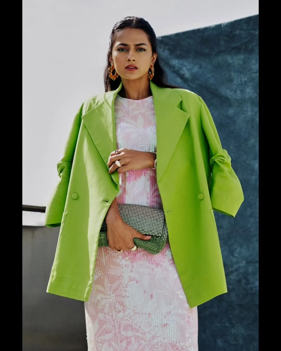 Shraddha Srinath Stuns in Chic Green Blazer and Sequin Dress – Latest Photos (8)