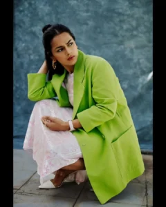 Shraddha Srinath Stuns in Chic Green Blazer and Sequin Dress – Latest Photos (9)