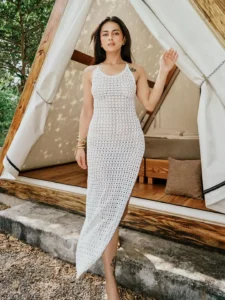 Shraddha Srinath Stuns in Elegant White Crochet Dress – Latest Photos (1)