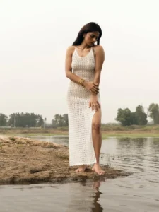 Shraddha Srinath Stuns in Elegant White Crochet Dress – Latest Photos (12)