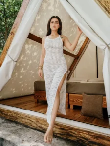 Shraddha Srinath Stuns in Elegant White Crochet Dress – Latest Photos (3)