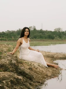 Shraddha Srinath Stuns in Elegant White Crochet Dress – Latest Photos (6)