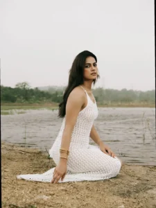 Shraddha Srinath Stuns in Elegant White Crochet Dress – Latest Photos (7)