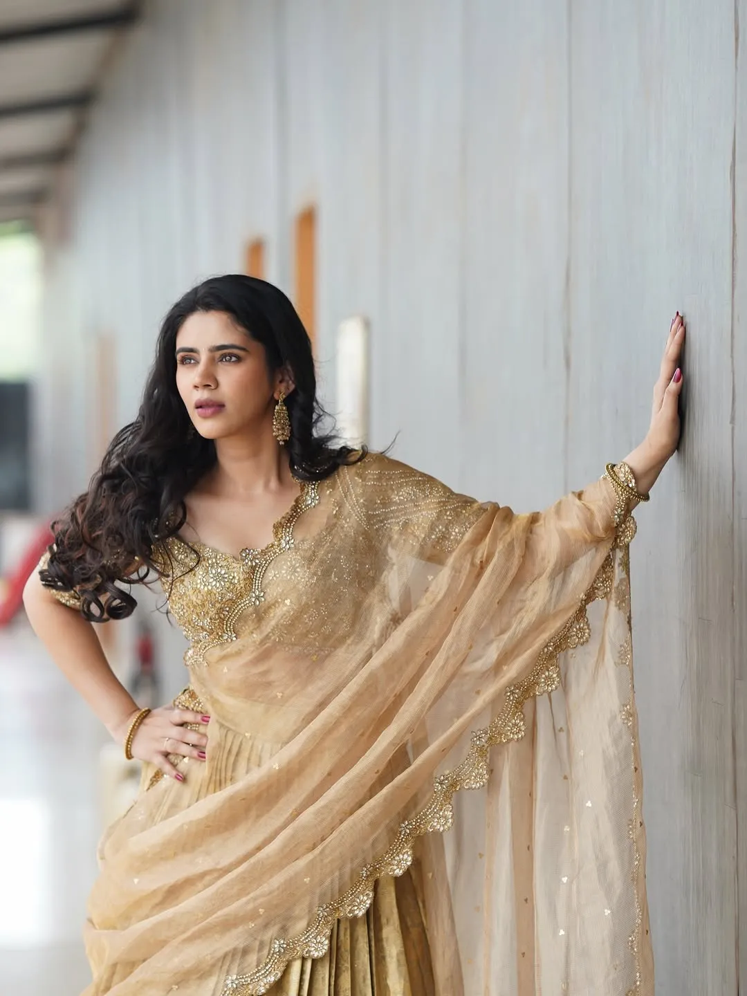 Soundariya Nanjundan Dazzles in Elegant Golden Traditional Outfit (10)