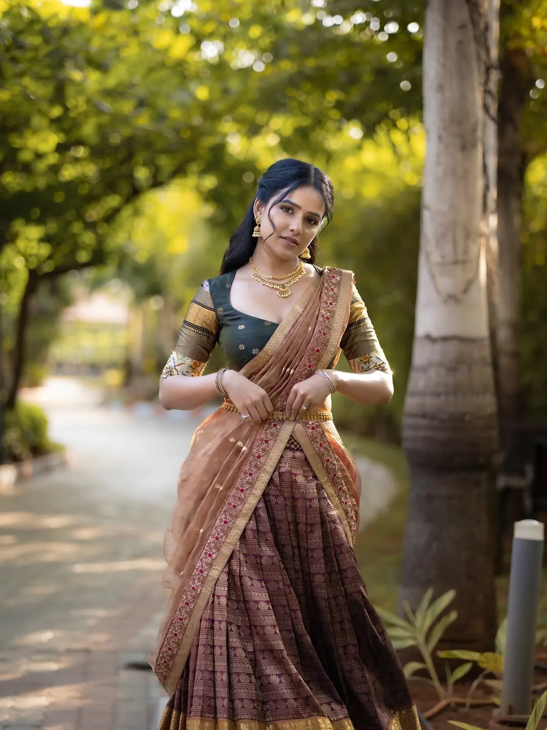 Vaishnavi Chaitanya Looks Graceful in Traditional Lehenga Saree – Latest Photos (1)