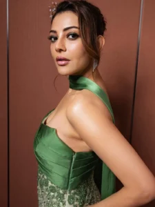 ajal Aggarwal Stuns in Elegant Green Designer Gown at Glamorous Photoshoot (10)