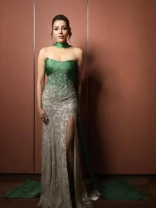 ajal Aggarwal Stuns in Elegant Green Designer Gown at Glamorous Photoshoot (3)